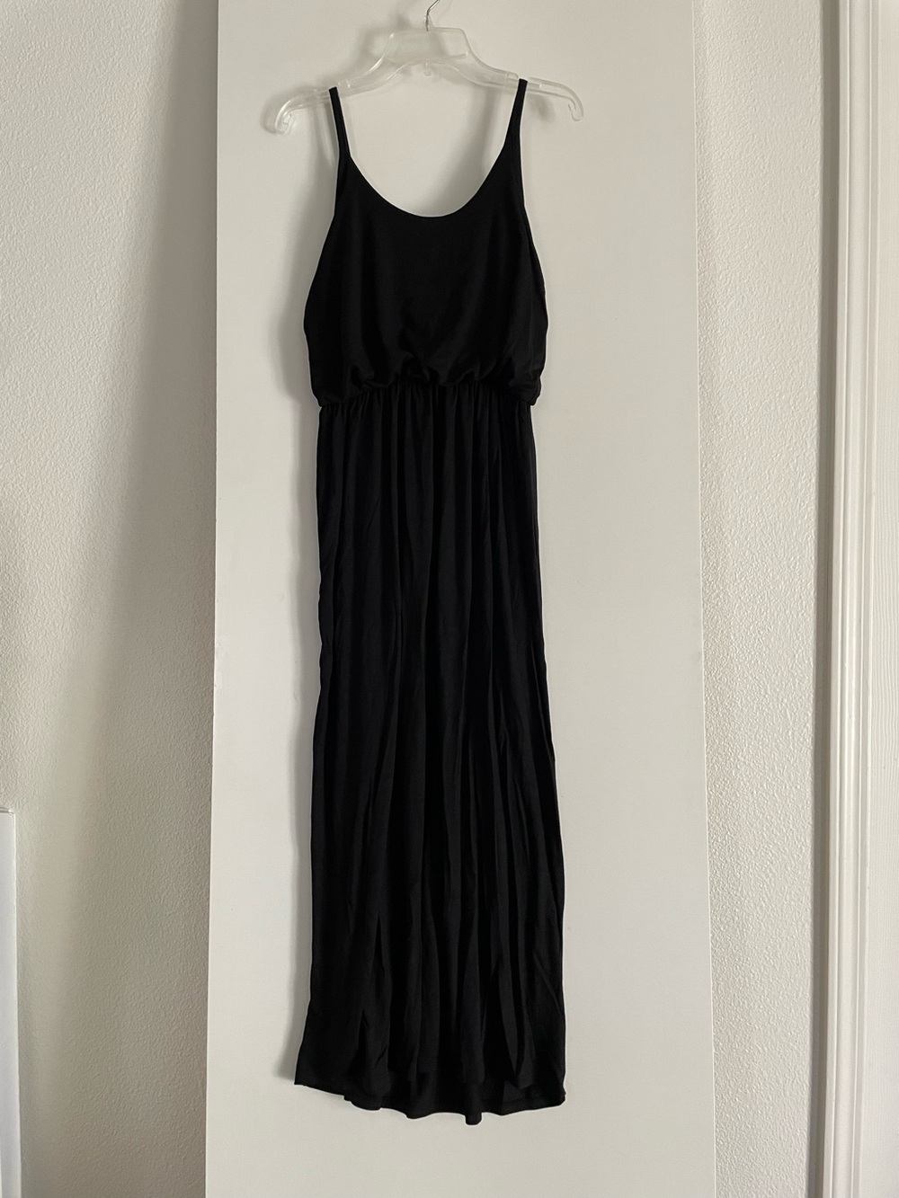 XS Olivia Rae Black Stretch Knit Midi Dress Spaghetti Straps NWT new!